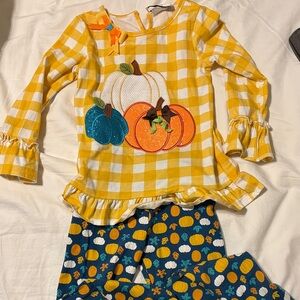 Rare Editions Yellow and Blue Pumpkin Matching Set